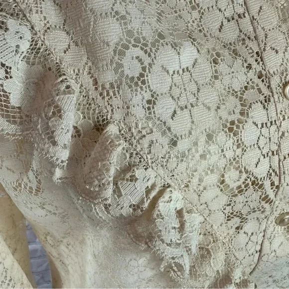 vintage ivory lace carefree fashions Blouse size medium cottagecore - Picture 5 of 7